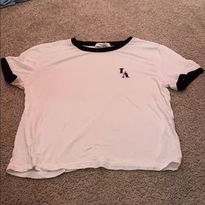 F21 Cropped Embroidered LA Tee